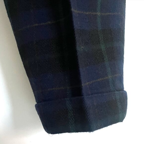 Comme des Garcon Homme Wool Pleated Oversized Low Crotch Cuffed Blue Plaid Pants - Picture 4 of 6